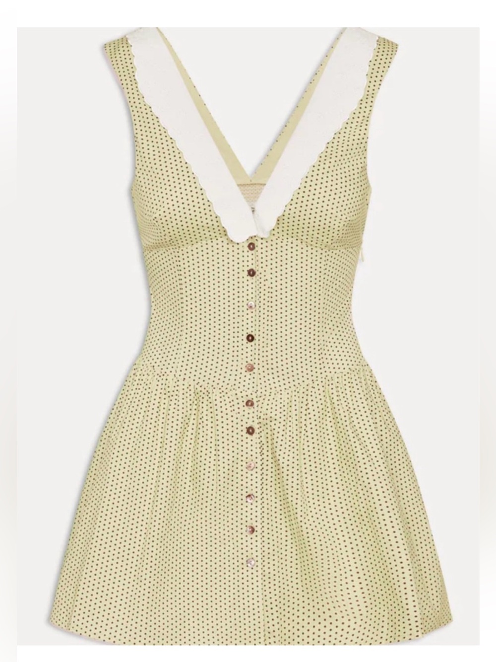 Frankie's Bikinis Marley Yellow Polka Dot Mini Dress with White Scalloped Collar - Picture 2 of 3